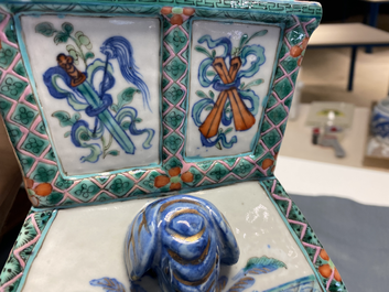 A Chinese doucai vase with elephant handles, Qianlong/Jiaqing